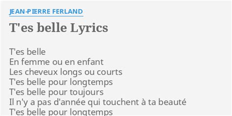 jean pierre ferland t'es belle paroles